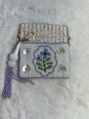 Made in India beaded floral mini pouch